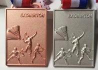 Τετραγωνικό μετάλλιο 70*50*4mm μετάλλων συνήθειας μορφής για τα παιχνίδια μπάντμιντον ομάδας