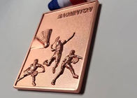 Τετραγωνικό μετάλλιο 70*50*4mm μετάλλων συνήθειας μορφής για τα παιχνίδια μπάντμιντον ομάδας