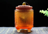 Κυανό πέτρινο έξοχο τσάι Caddy, χειροποίητο χρωματισμένο μεταλλικό κουτί τσαγιού λούστρου